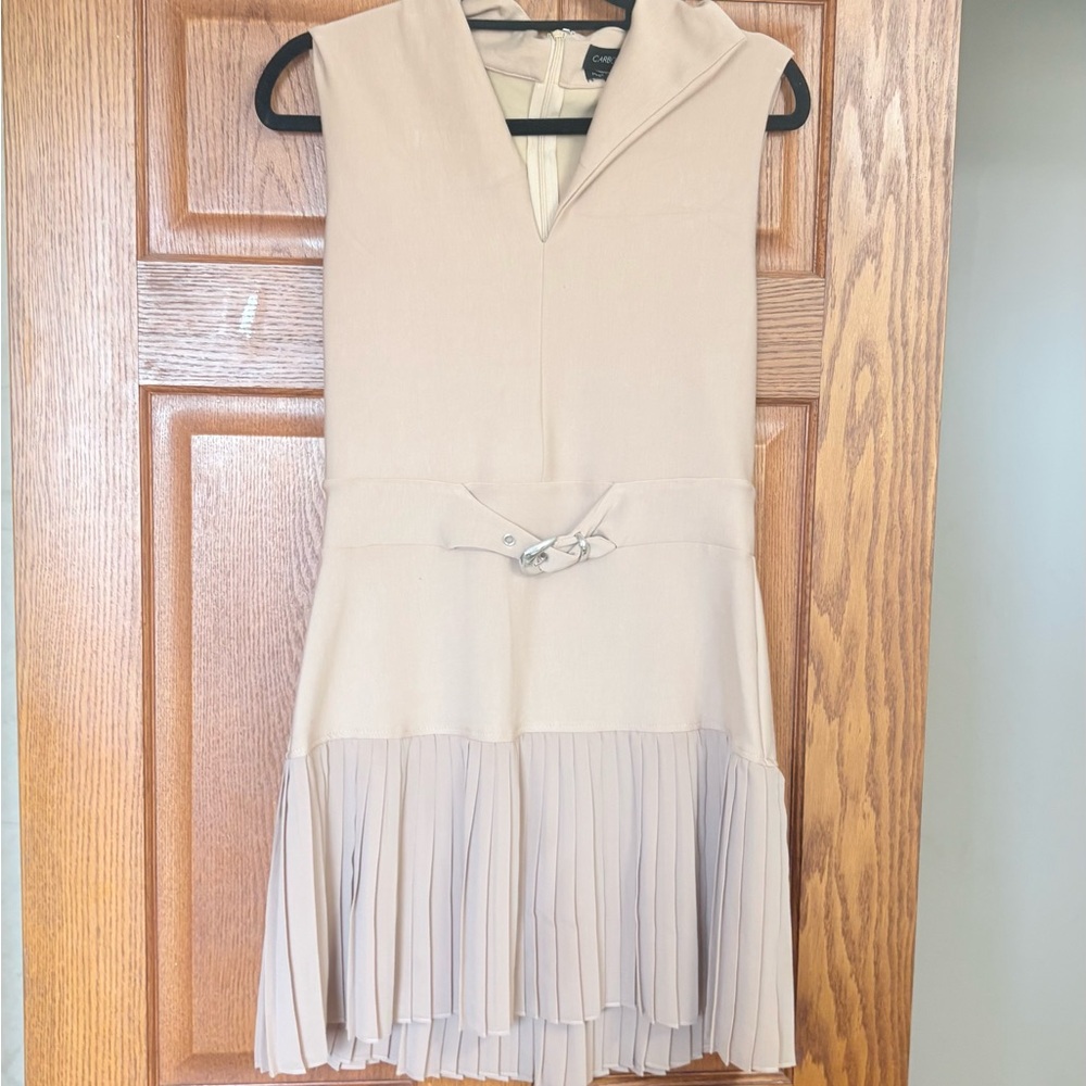 Carbon38 Cream Pleated Mini Dress